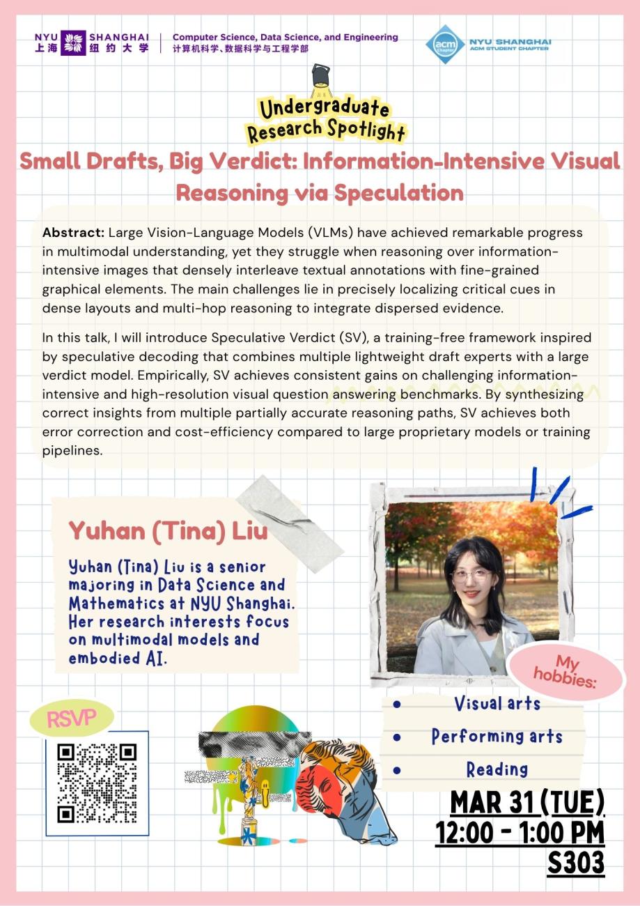 Undergraduate Research Spotlight: Small Drafts, Big Verdict: Information-Intensive Visual Reasoning via Speculation