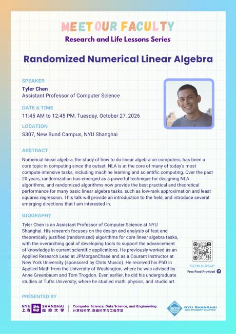 Meet Our Faculty: Tyler Chen | Randomized Numerical Linear Algebra